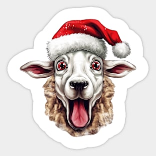 Funny Christmas Sheep Face Sticker